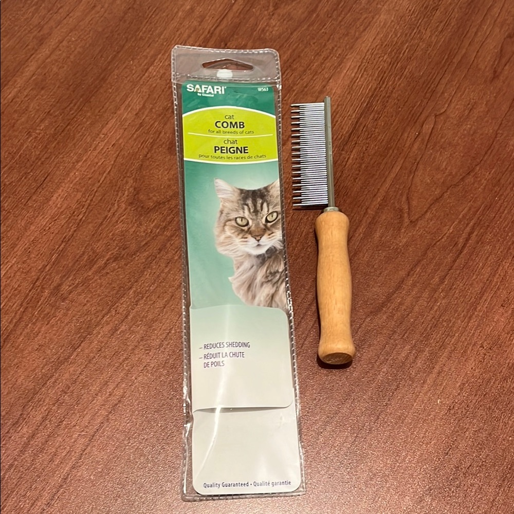 Cat Comb with Wooden Handle